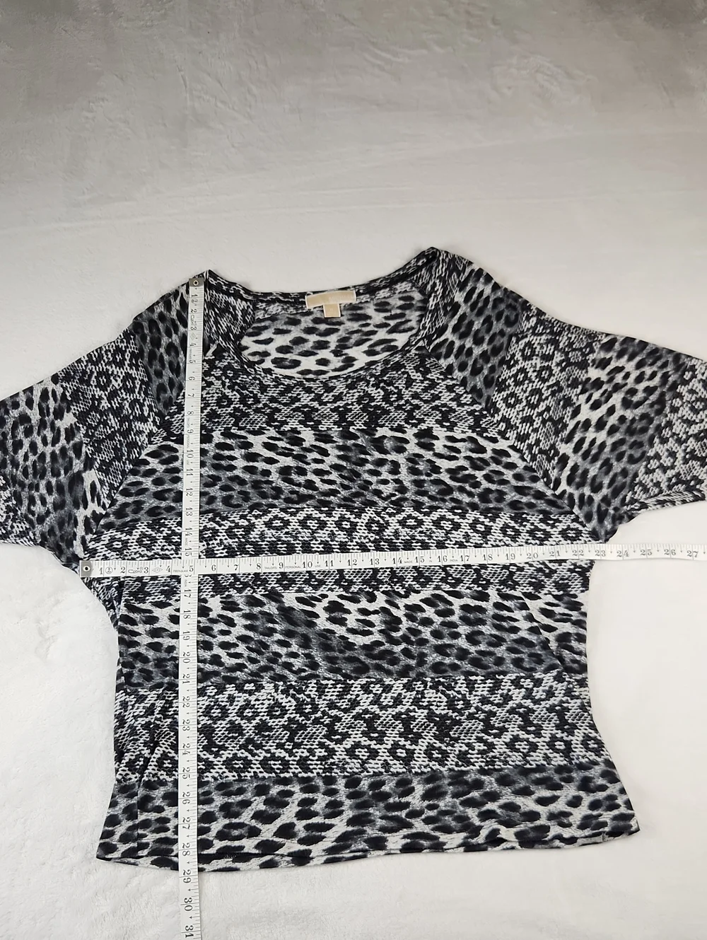 MICHAEL Michael Kors Black & White Mixed Animal & Snake Print Long Sleeve Top XL